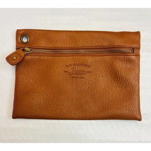 G.H. Bass & Co, Leather Light Brown Bag Makeup Toiletries Travel zipper closure